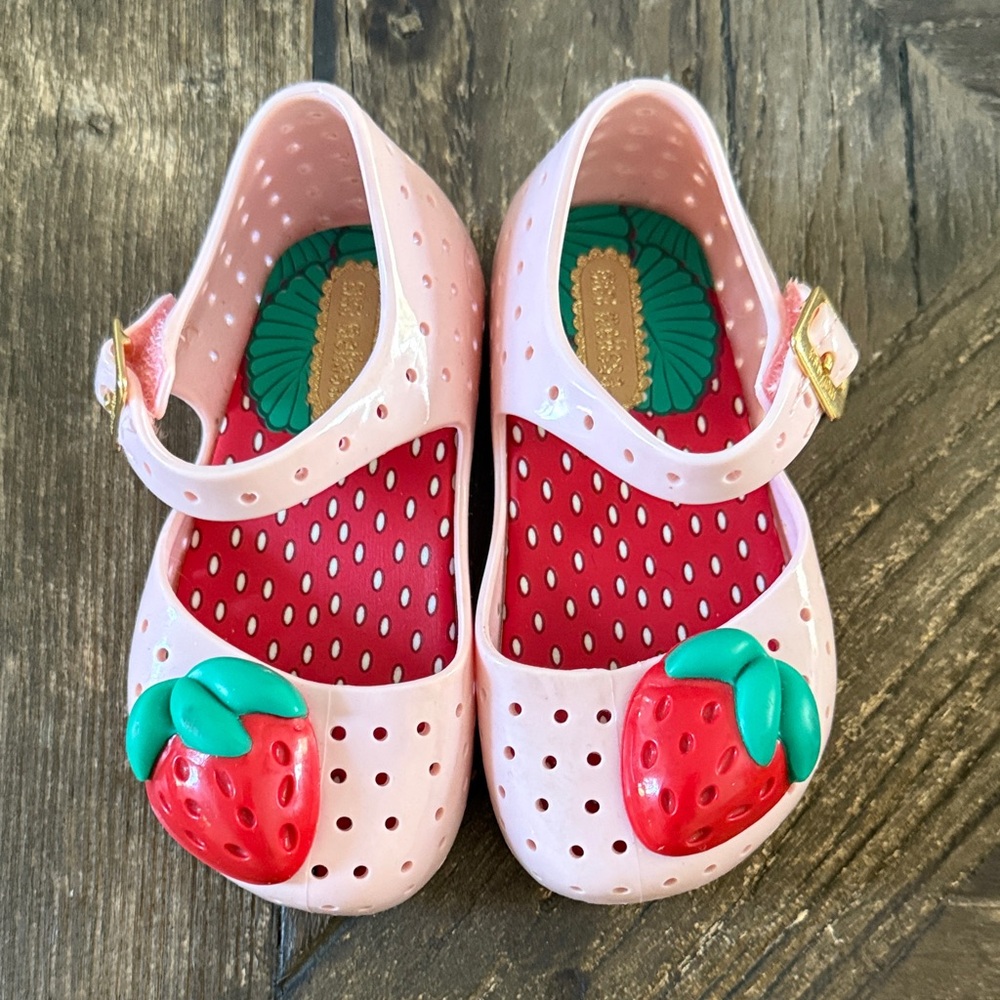Mini Melissa Light Pink Strawberry Kids Sandals